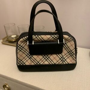 Burberry Black and Beige Plaid Satchel